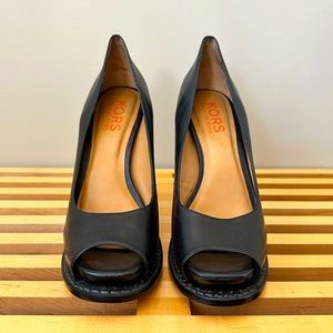 Kors by Michael Kors Black Peep Toe Heels